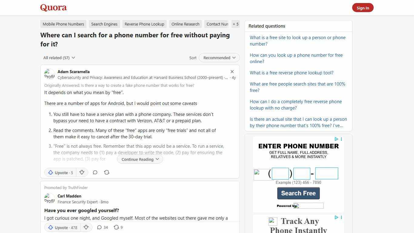 Where can I search for a phone number for free without paying for it? - Quora